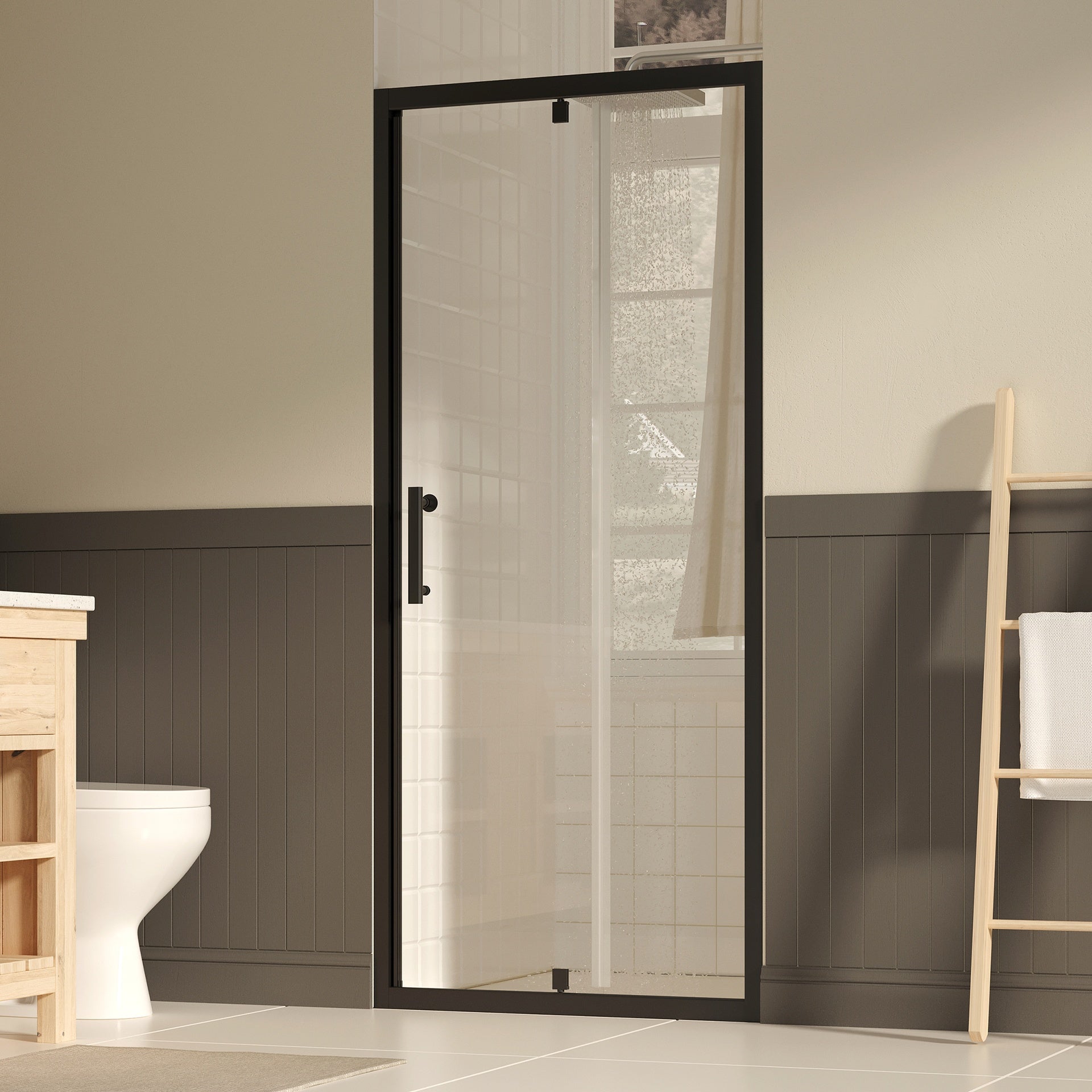 31-33" W ×72" H Pivot Shower Door, 1/4"(6mm) SGCC Clear Tempered Glass Shower Door with Explosion Film, Nano Easy-Clean Coating, Reversible Installation, Matte Black