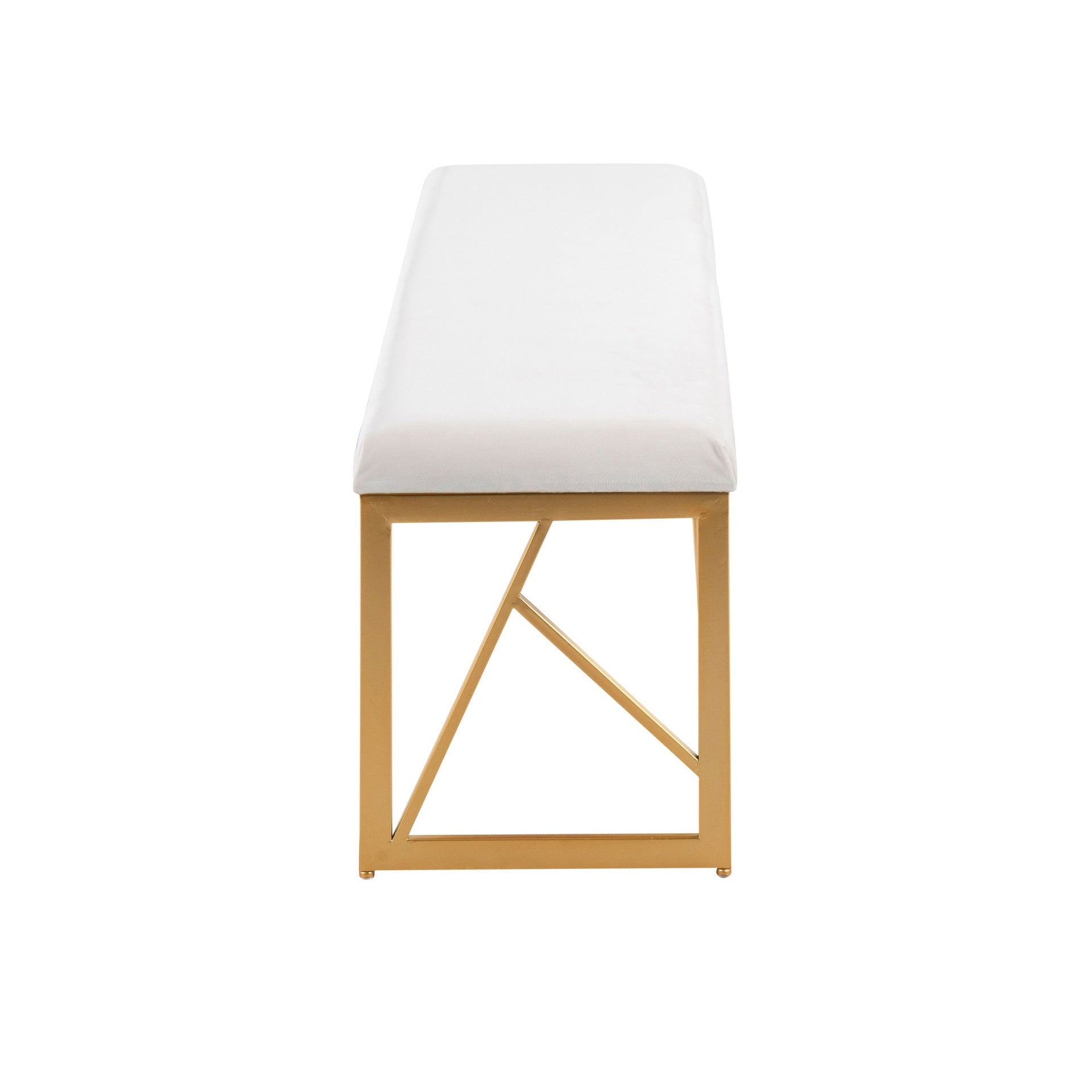Folia Glam Metal Bench in Gold Steel and White Velvet by LumiSource