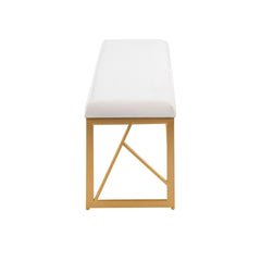 Folia Glam Metal Bench in Gold Steel and White Velvet by LumiSource