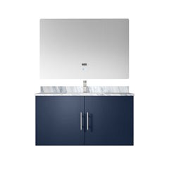 Navy Blue Bath Vanity 36 in. W x 22 in. D, Carrara Marble Top, Faucet Set, and 36 in. LED Mirror