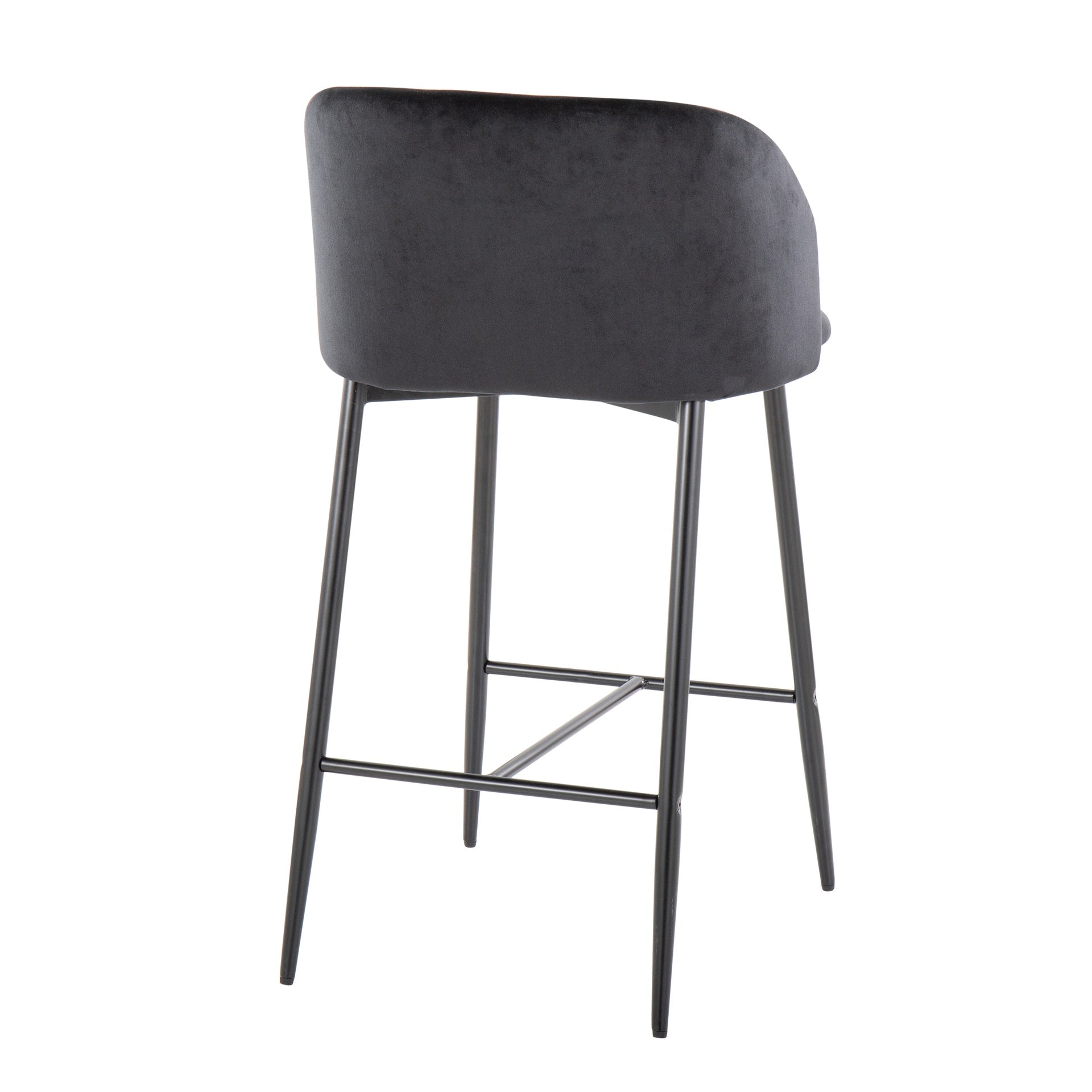 Fran 26" Contemporary Fixed-Height Counter Stool in Black Metal and Black Velvet by LumiSource - Set of 2