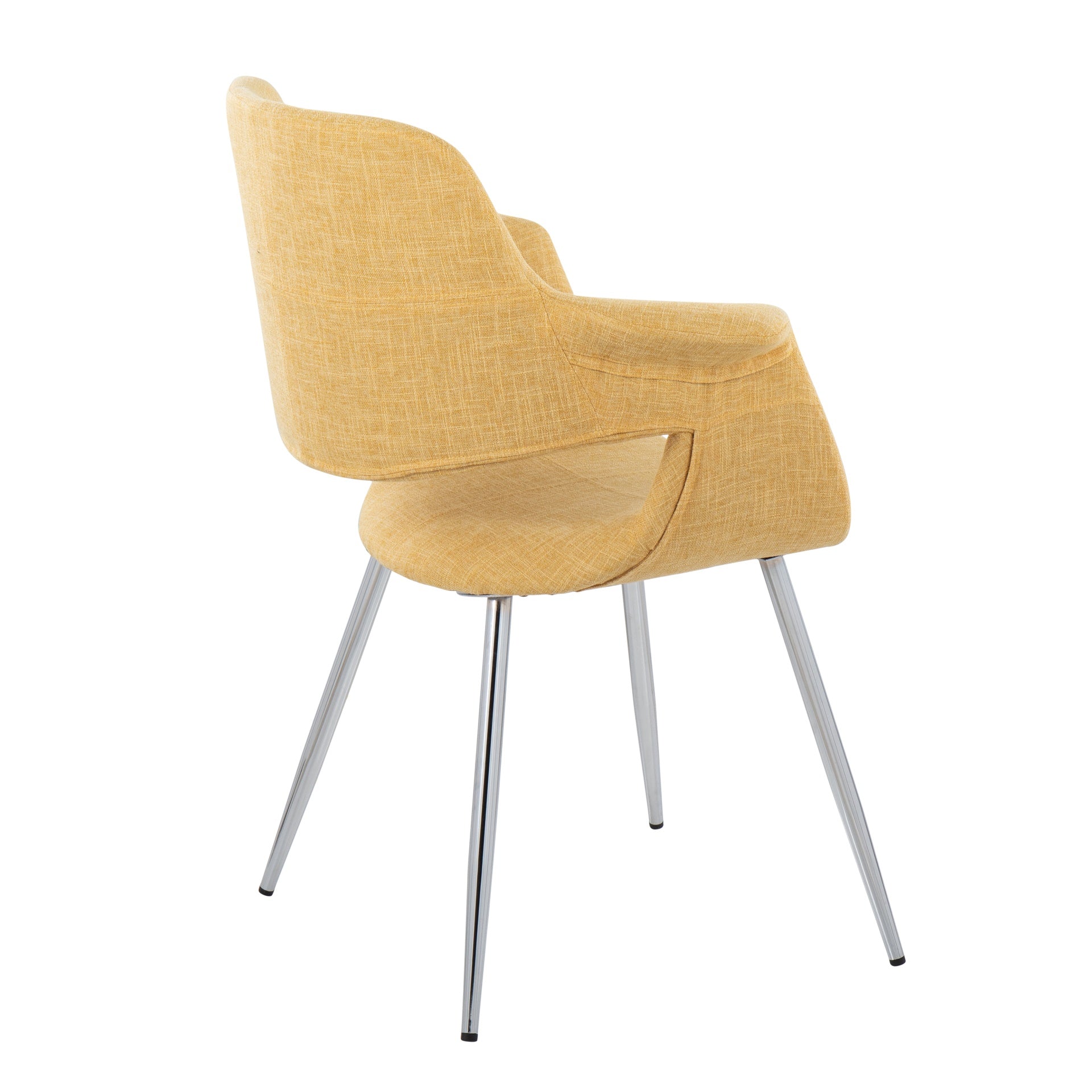 Vintage Flair Glam/Art Deco Chair in Chrome Metal and Yellow Fabric by LumiSource - Set of 2