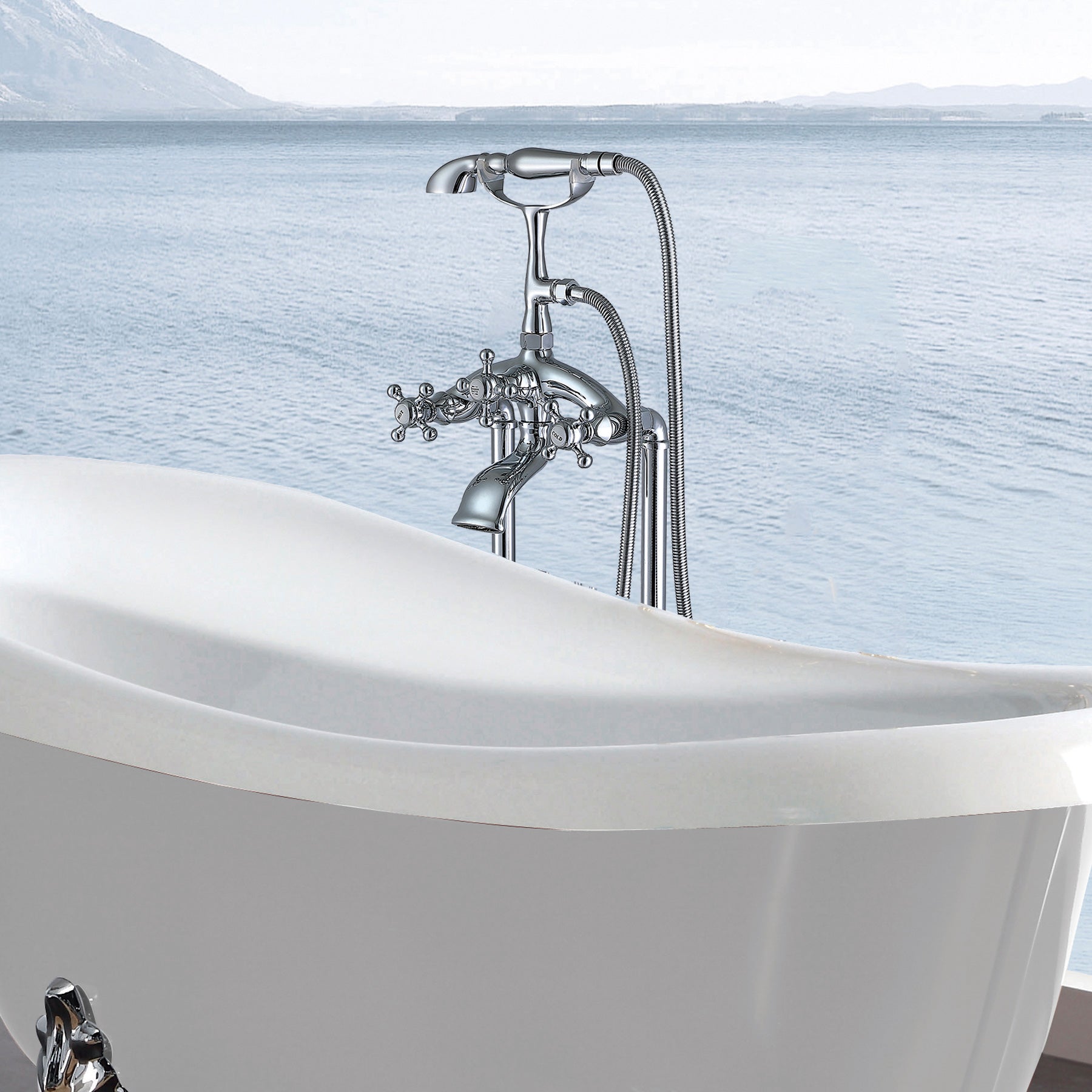 Freestanding Bathtub Faucet with Hand Shower