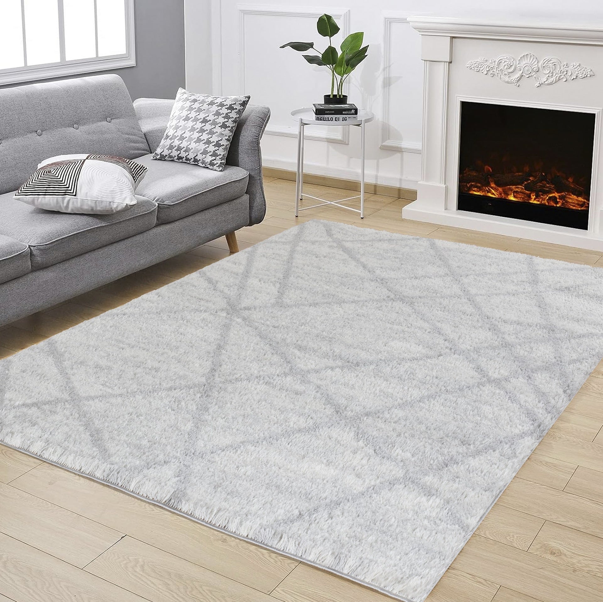Loft Shag GC_CZY1004 Ivory 7 ft. 10 in. x 9 ft. 10 in. Shaggy Area Rug