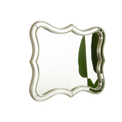 24'' Fleuron Mirror, Wave-shape PU Material Light Luxury Style Art Decorative Mirror with Golden Frame, Suitable for Bathroom, Bedroom, Living Room, Corridor, Entryway, etc.
