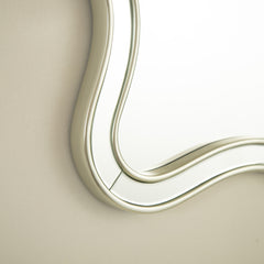 24'' Fleuron Mirror, Wave-shape PU Material Light Luxury Style Art Decorative Mirror with Golden Frame, Suitable for Bathroom, Bedroom, Living Room, Corridor, Entryway, etc.