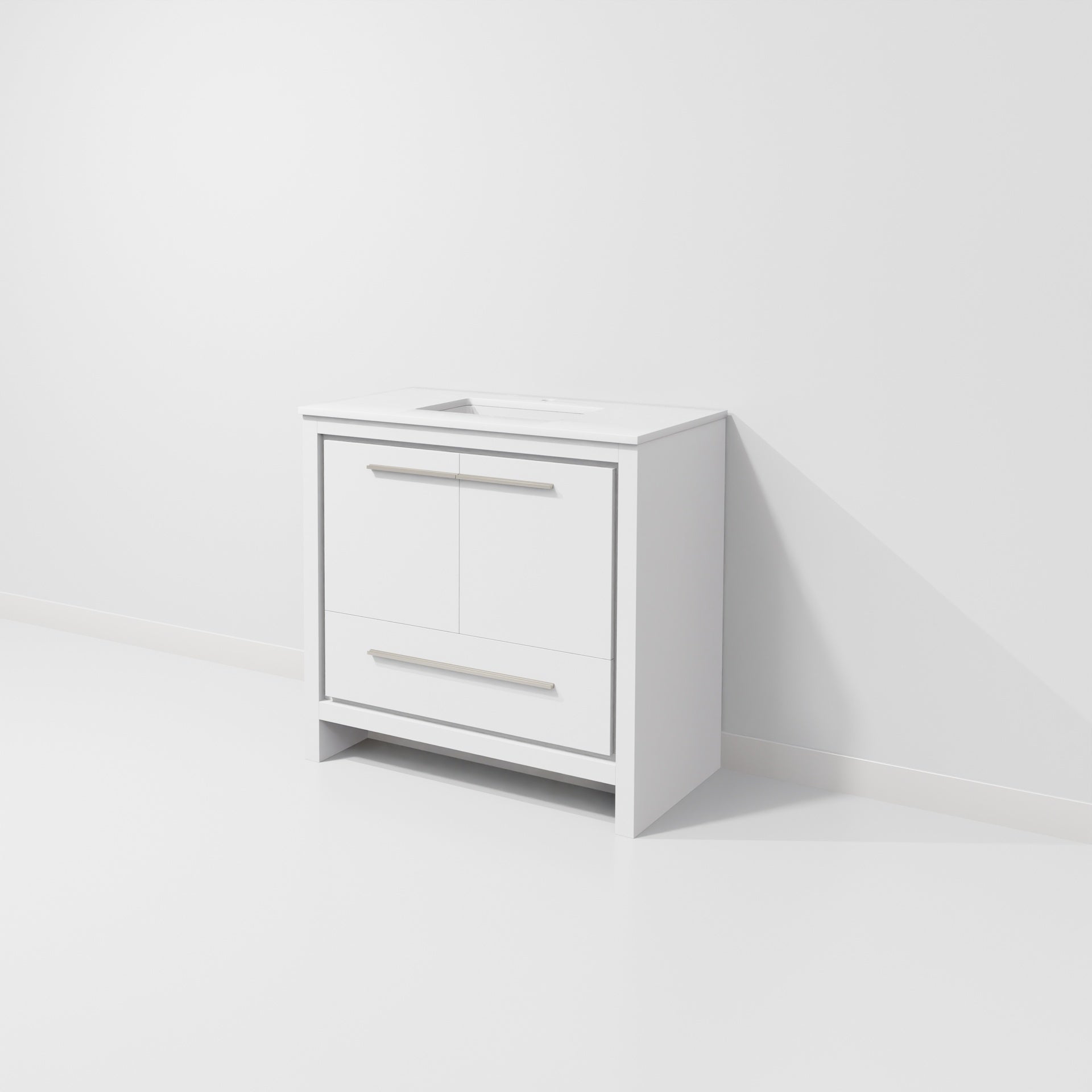 White Bath Vanity 36 in. W x 20 in. D, with White Quartz Top