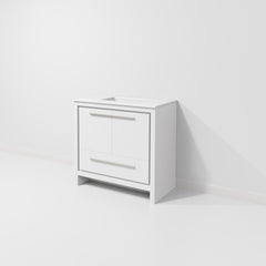 White Bath Vanity 36 in. W x 20 in. D, with Cultured Marble Top