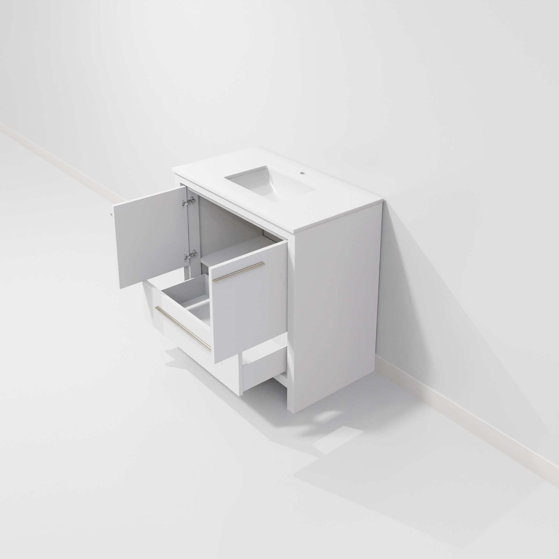 White Bath Vanity 36 in. W x 20 in. D, with Cultured Marble Top