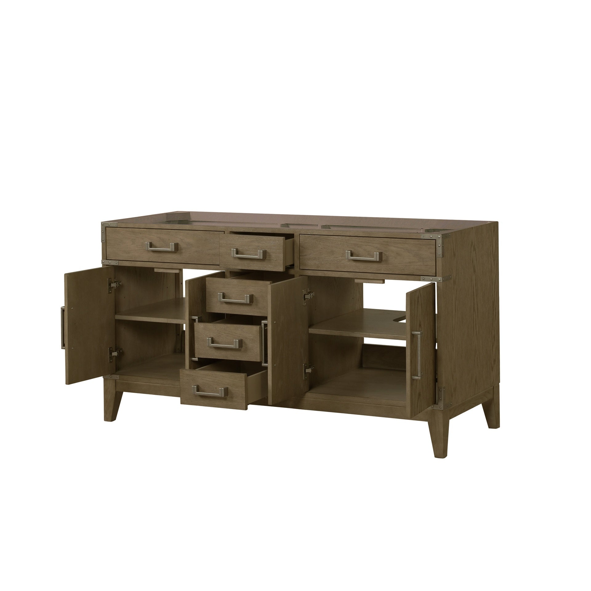 Grey Oak Double Bath Vanity 60 in. W x 22 in. D
