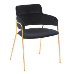 Napoli Contemporary Chair in Gold Metal and Black Velvet by LumiSource - Set of 2