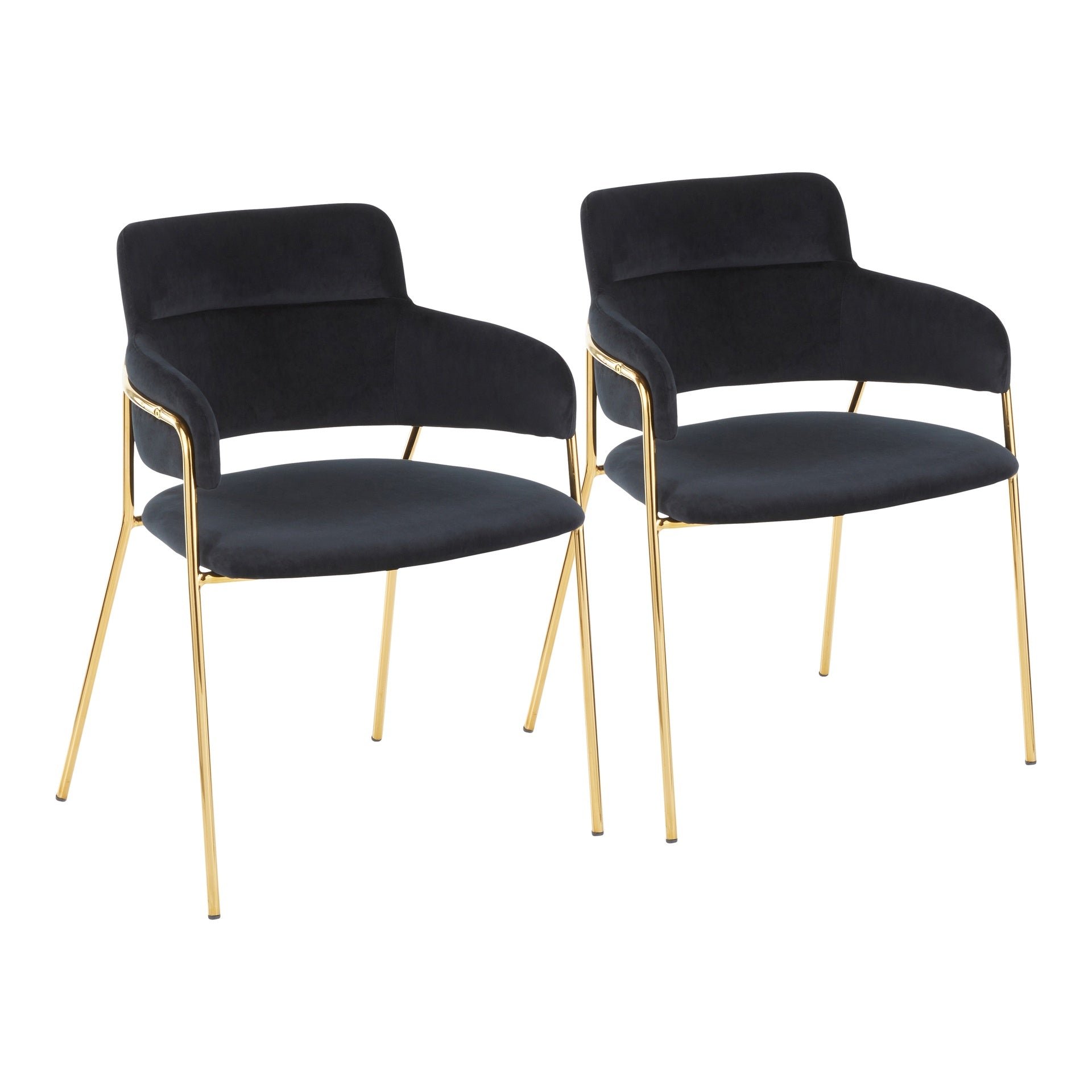 Napoli Contemporary Chair in Gold Metal and Black Velvet by LumiSource - Set of 2