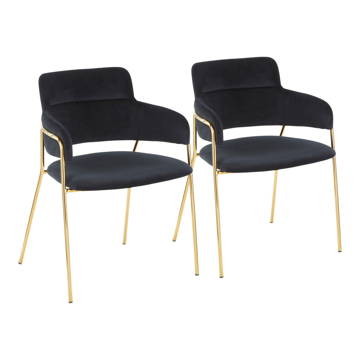 Napoli Contemporary Chair in Gold Metal and Black Velvet by LumiSource - Set of 2
