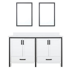 White Double Bath Vanity 60 in. W x 22 in. D, Cultured Marble Top and 22 in. Mirrors
