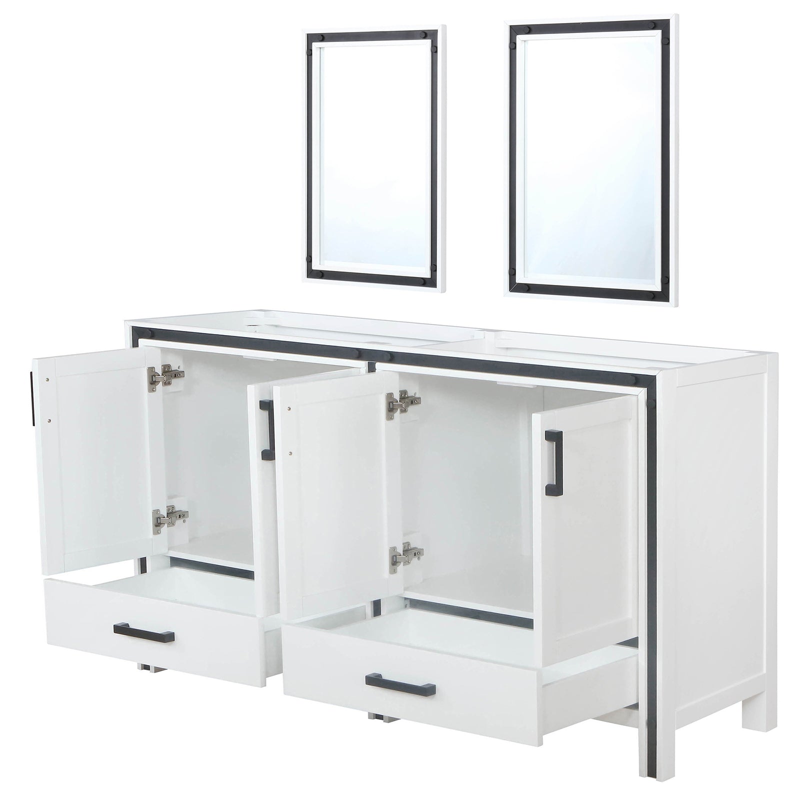 White Double Bath Vanity 60 in. W x 22 in. D, and 22 in. Mirrors