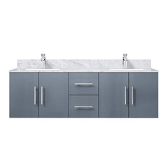 Dark Grey Double Bath Vanity 60 in. W x 22 in. D, Carrara Marble Top, and Faucet Set