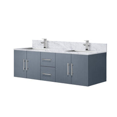 Dark Grey Double Bath Vanity 60 in. W x 22 in. D, Carrara Marble Top, and Faucet Set