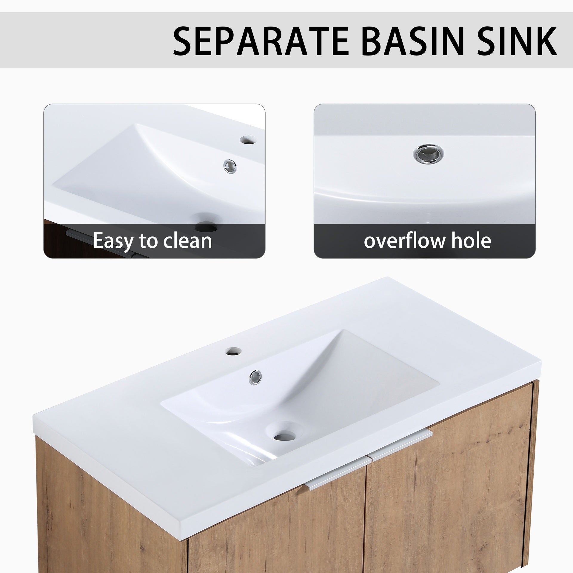 84" Wall-Mounted Bathroom Vanity With Sink and Side Cabinet, Soft Close Doors,00112IMO-00636IMOx2-0612GWH Combination Cabinet(KD-Packing)