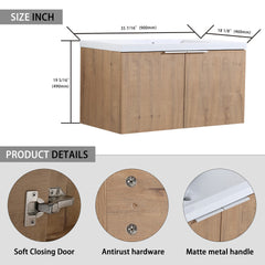 84" Wall-Mounted Bathroom Vanity With Sink and Side Cabinet, Soft Close Doors,00112IMO-00636IMOx2-0612GWH Combination Cabinet(KD-Packing)