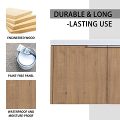 84" Wall-Mounted Bathroom Vanity With Sink and Side Cabinet, Soft Close Doors,00112IMO-00636IMOx2-0612GWH Combination Cabinet(KD-Packing)