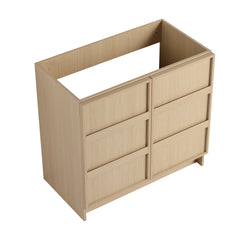 36" Freestanding Bathroom Vanity  & 2 Soft-Close Cabinet Doors, Plywood, Dune Oak (KD-PACKING)-Excluding Sink