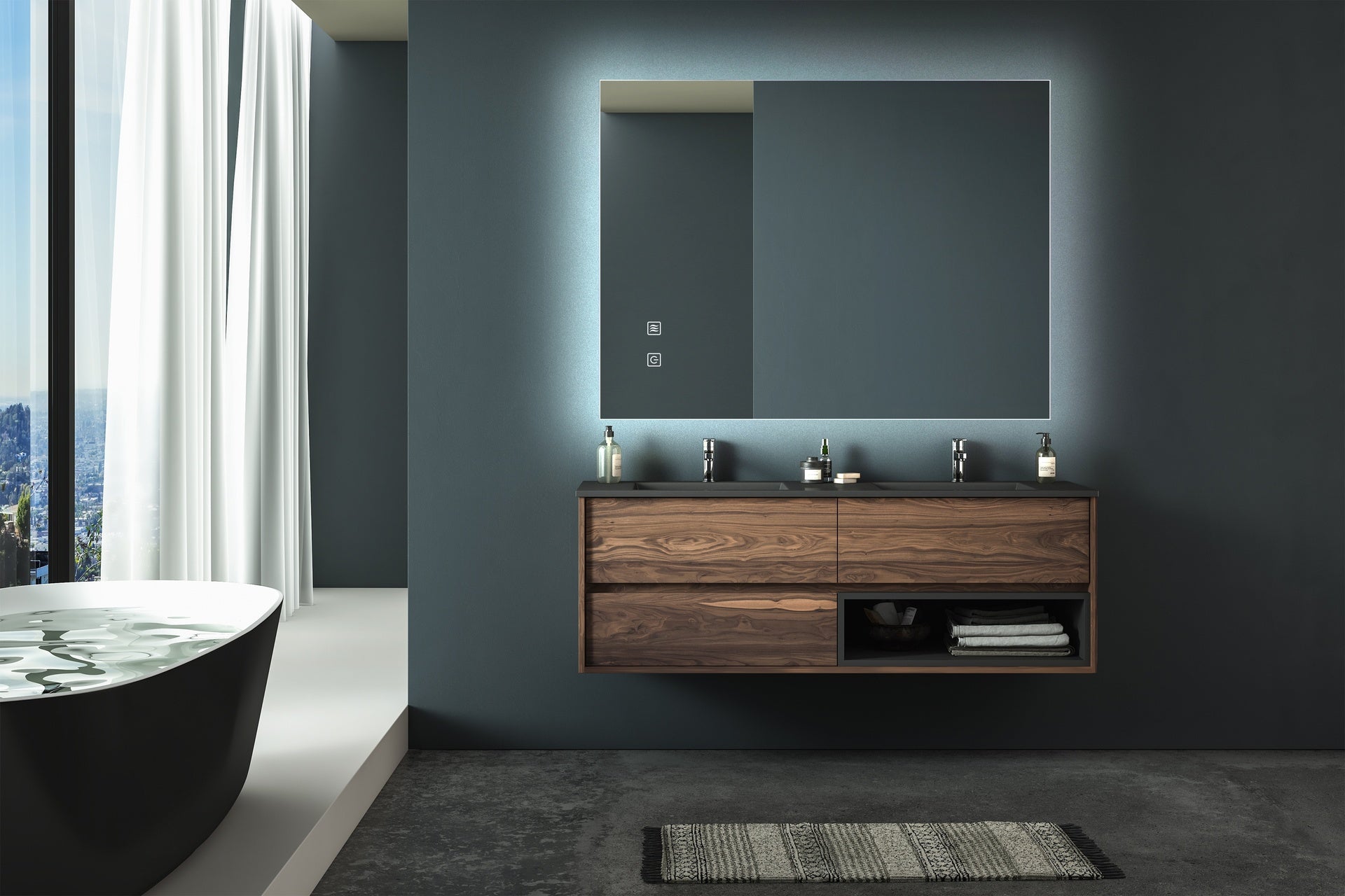 36X28 inch Bathroom Led Classy Vanity Mirror with High Lumen,Dimmable Touch,Wall Switch Control, Anti-Fog ,CRI 90 Adjustable 3000K-4500K-6000K ,IP54 Waterproof Energy saving Vertical & Horizontal