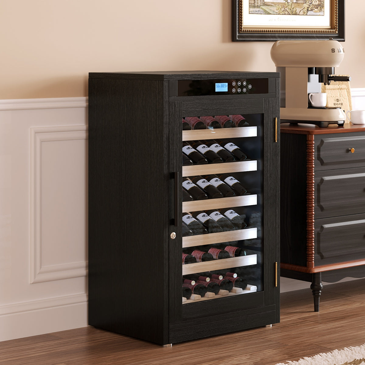 LED Touch Screen Display Constant Temperature Black Grape Wine Cooler