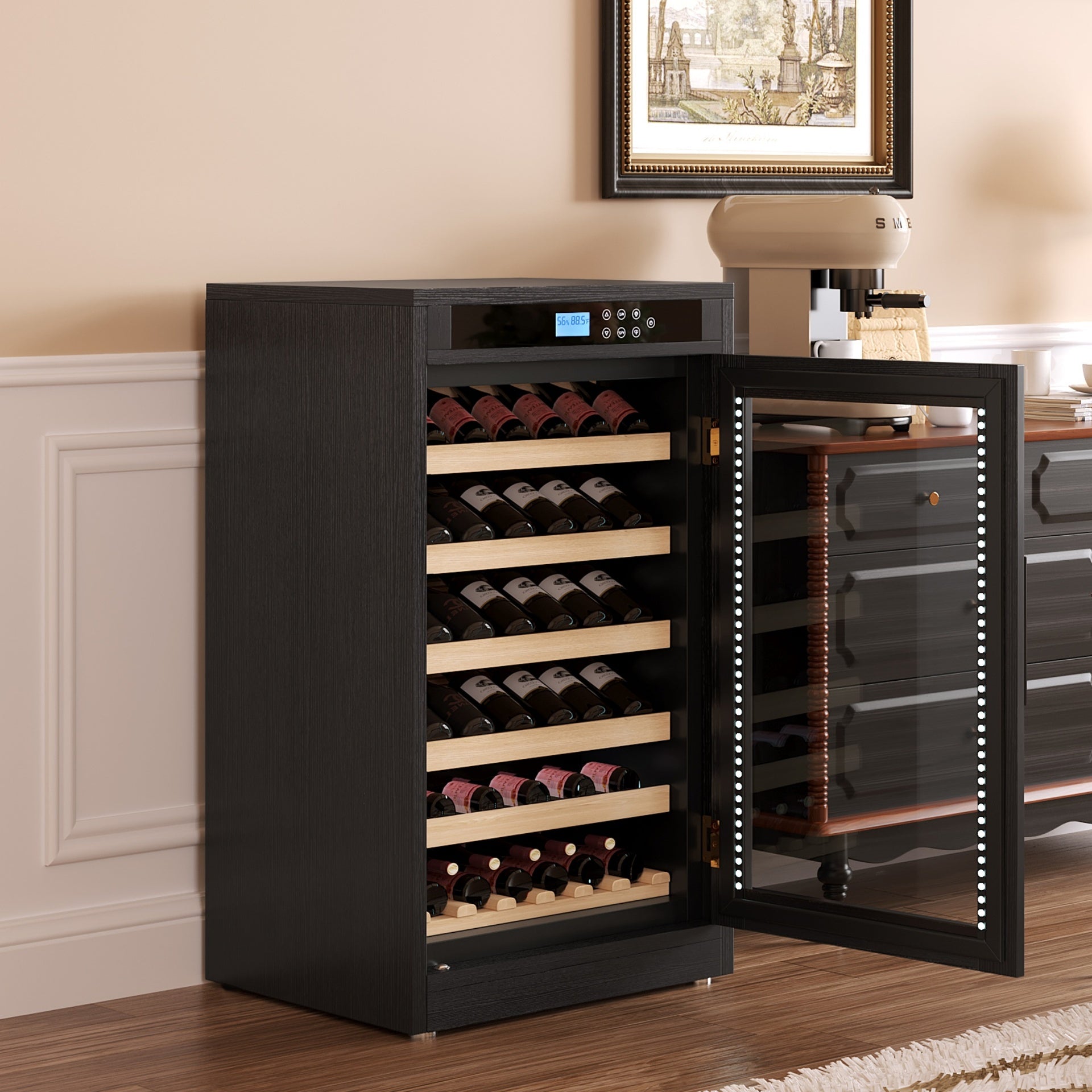 LED Touch Screen Display Constant Temperature Black Grape Wine Cooler