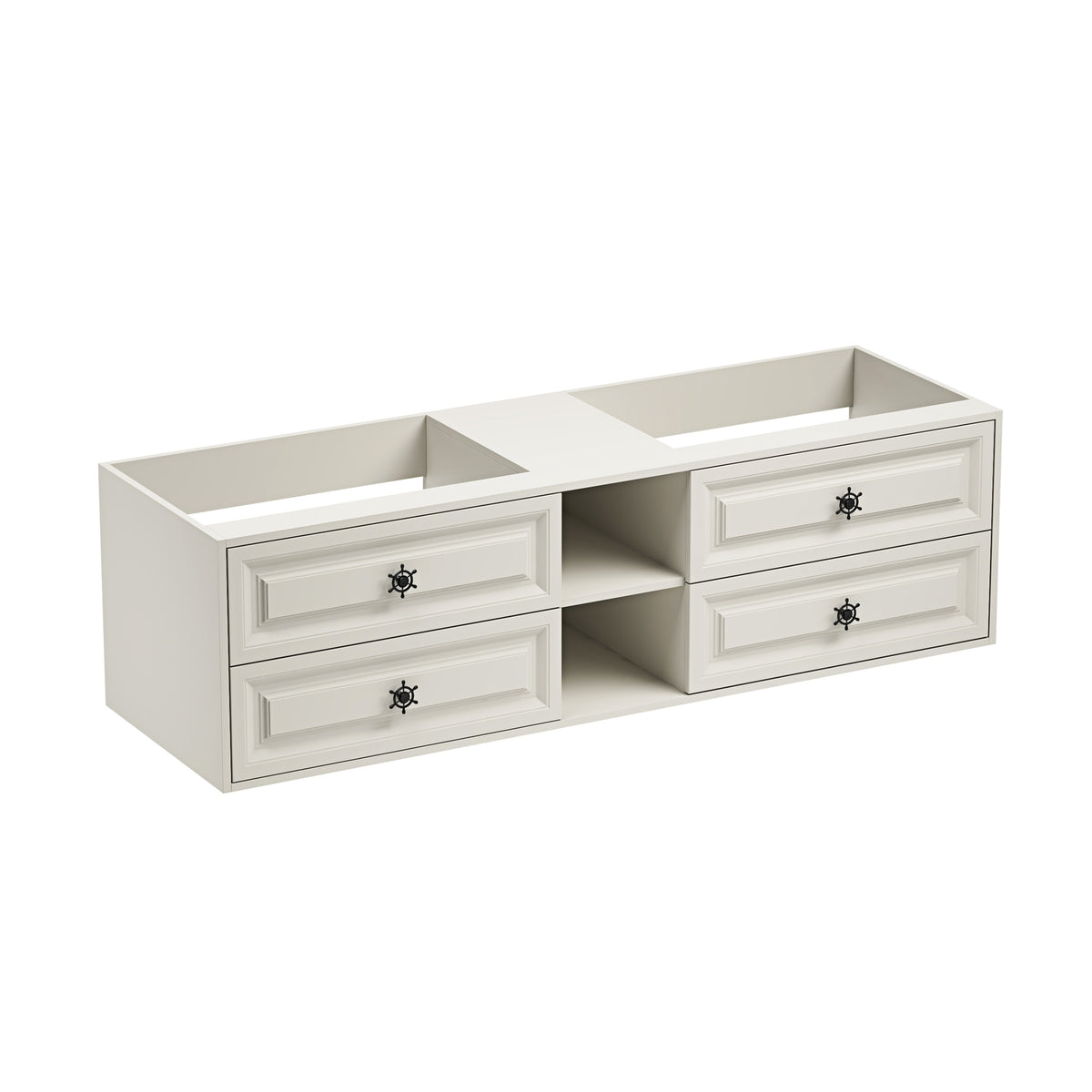 72" Wall Hung Bathroom Vanity Cabinet Fits Double Sinks, Cabinet Only (Countertop and Sinks Not Included)