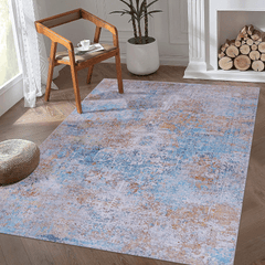 MAVAL Yellow Washable Rug 6x9 Area Rug (Yellow, 6' x 9')