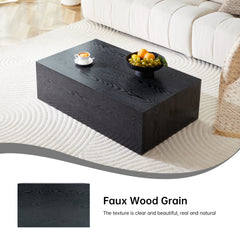 39.3*23.6*11.8 Inch Black Wood Grain MDF Coffee Table - Luxurious Design, Perfect Living Room Accent.Fashion texture design coffee table, suitable for various situations and scenes.W1151P347161