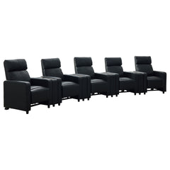 Warren Black Upholstered 5-seater Home Theater with 4 Wedge Consoles