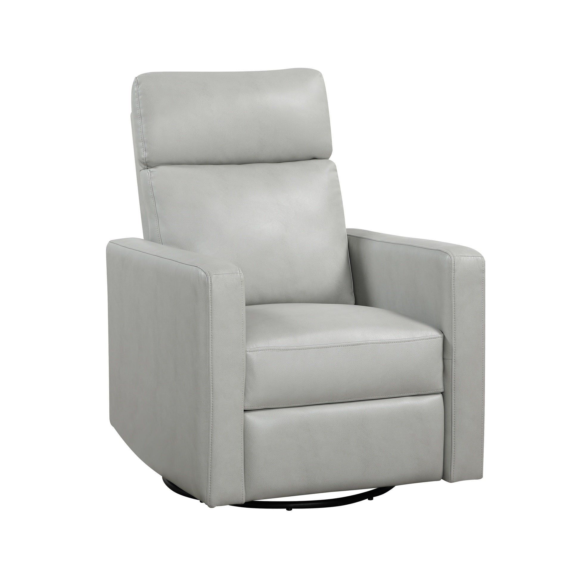 Contemporary Swivel Recliner Chair Comfort Gliding Motion Living Room Furniture 1pc Luxurious Smoke Faux Leather Upholstery