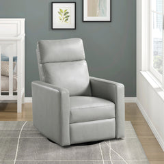 Contemporary Swivel Recliner Chair Comfort Gliding Motion Living Room Furniture 1pc Luxurious Smoke Faux Leather Upholstery