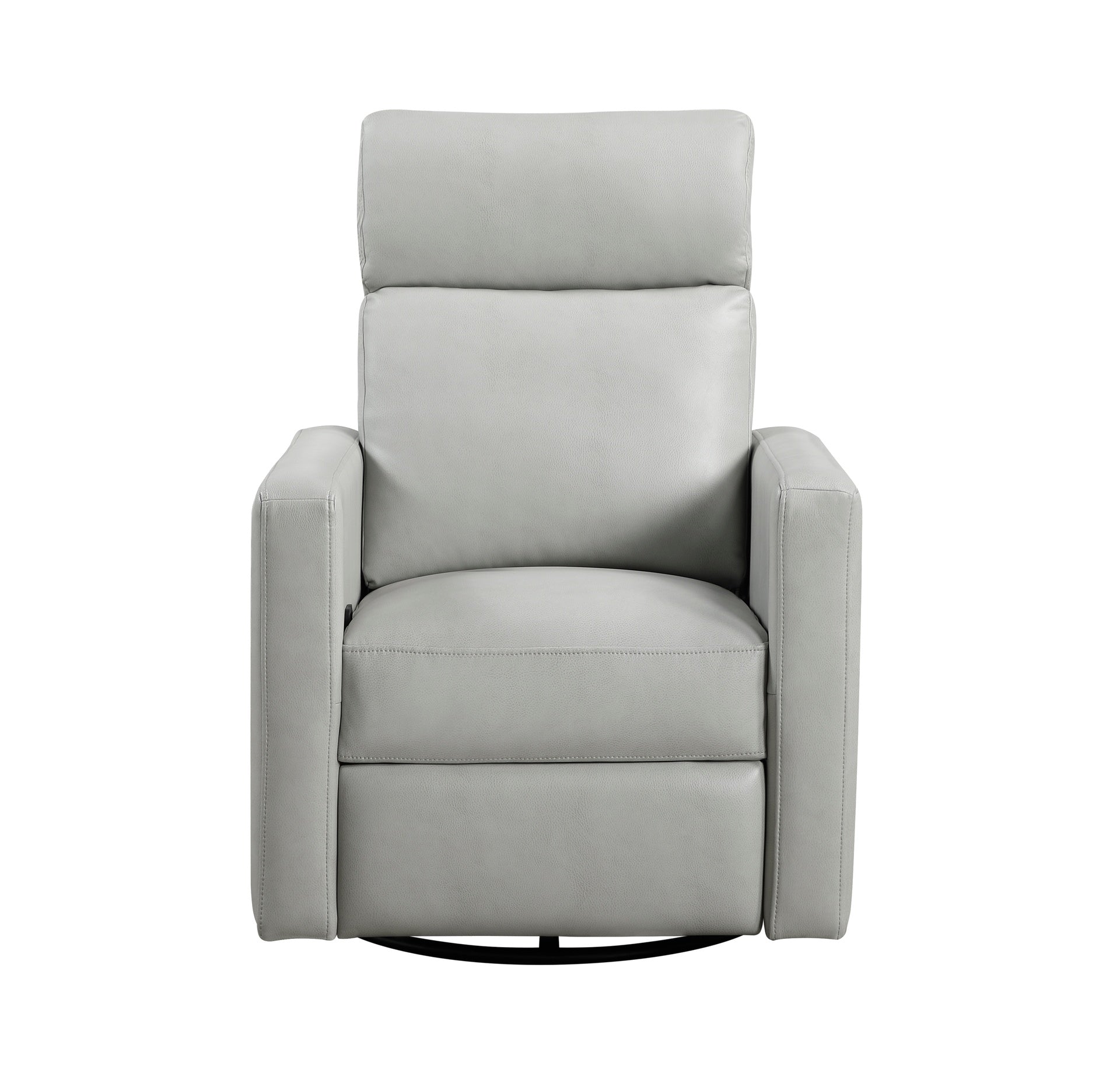Contemporary Swivel Recliner Chair Comfort Gliding Motion Living Room Furniture 1pc Luxurious Smoke Faux Leather Upholstery