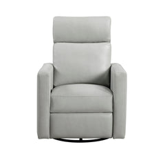 Contemporary Swivel Recliner Chair Comfort Gliding Motion Living Room Furniture 1pc Luxurious Smoke Faux Leather Upholstery