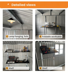 Metal garden sheds 12ftx10ft outdoor storage sheds grey with window with Goods Shelves