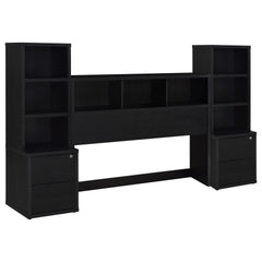 Geary Black 3-piece Queen Bedroom Set with Bookcase Headboard