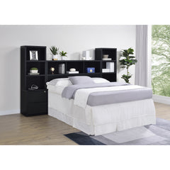 Geary Black 3-piece Queen Bedroom Set with Bookcase Headboard
