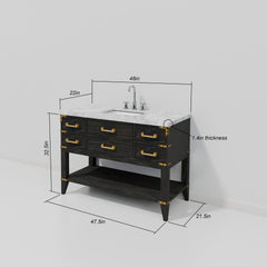 Black Oak Single Bath Vanity 48 in. W x 22 in. D, with Carrara Marble Top