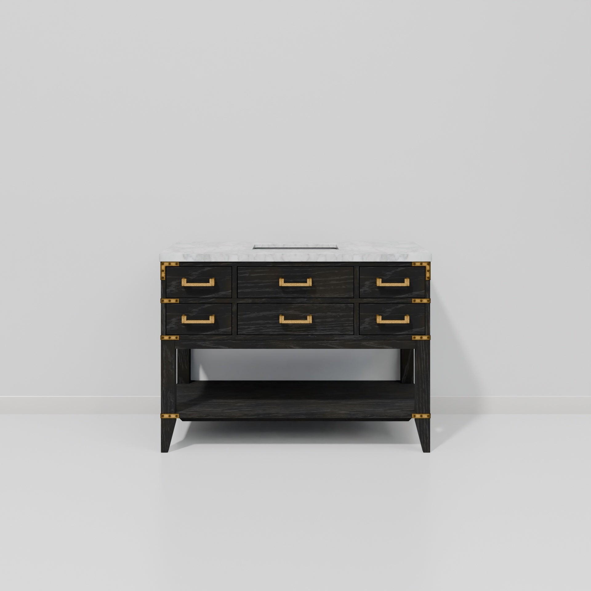 Black Oak Single Bath Vanity 48 in. W x 22 in. D, with Carrara Marble Top