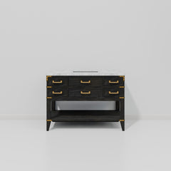 Black Oak Single Bath Vanity 48 in. W x 22 in. D, with Carrara Marble Top
