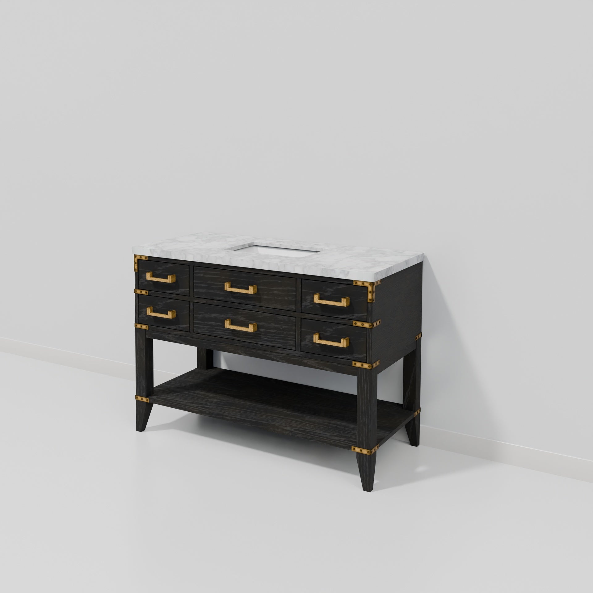 Black Oak Single Bath Vanity 48 in. W x 22 in. D, with Carrara Marble Top