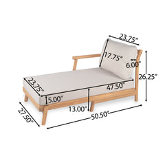 Patio Acacia Wood Sofa-and-Chaise sectional L-shape, Loveseat + Lounge with Water-resistant Cushion, Teak + Beige