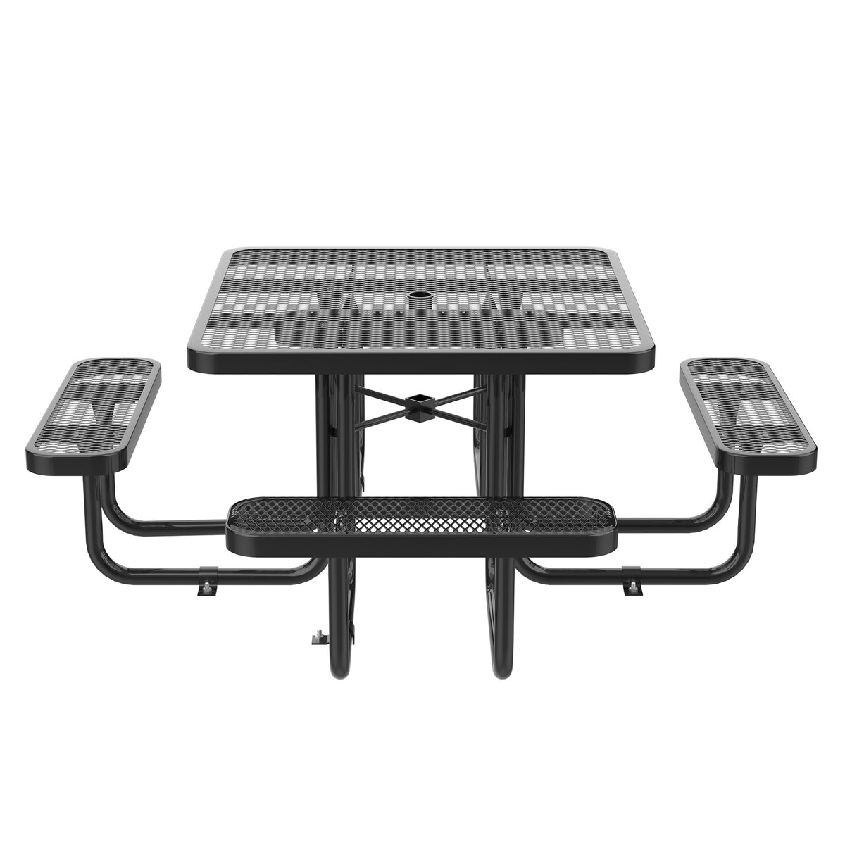 46-Inch Black Square Picnic Table with Umbrella Hole