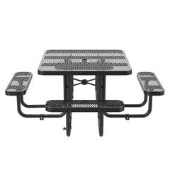 46-Inch Black Square Picnic Table with Umbrella Hole