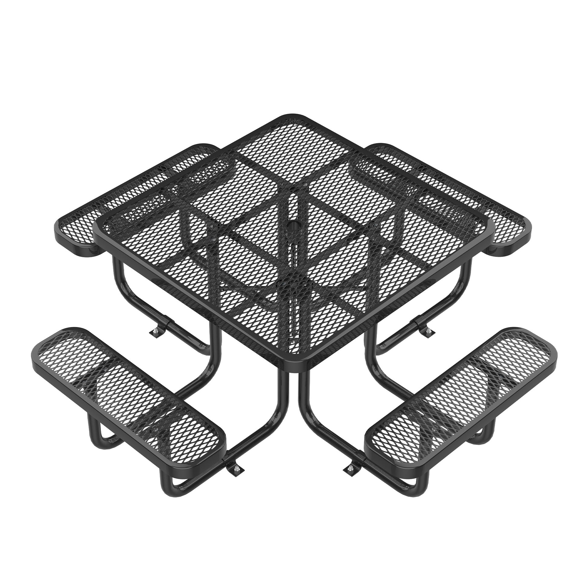 46-Inch Black Square Picnic Table with Umbrella Hole
