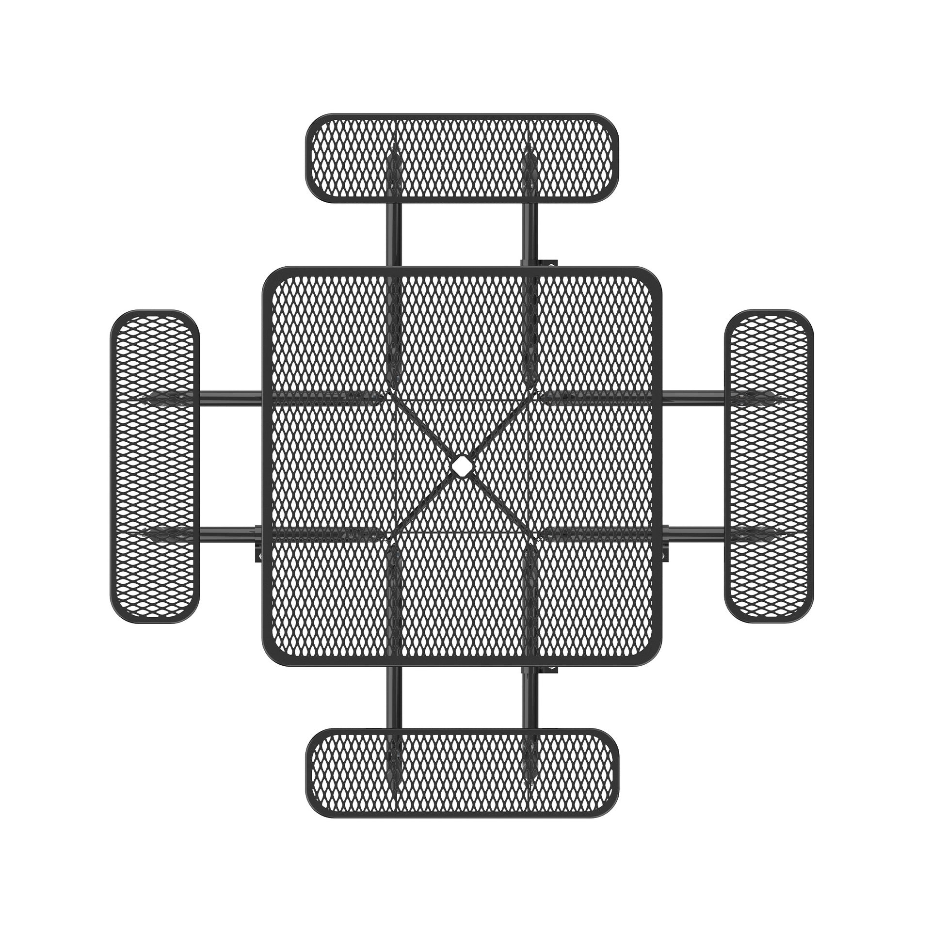 46-Inch Black Square Picnic Table with Umbrella Hole
