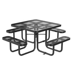 46-Inch Black Square Picnic Table with Umbrella Hole