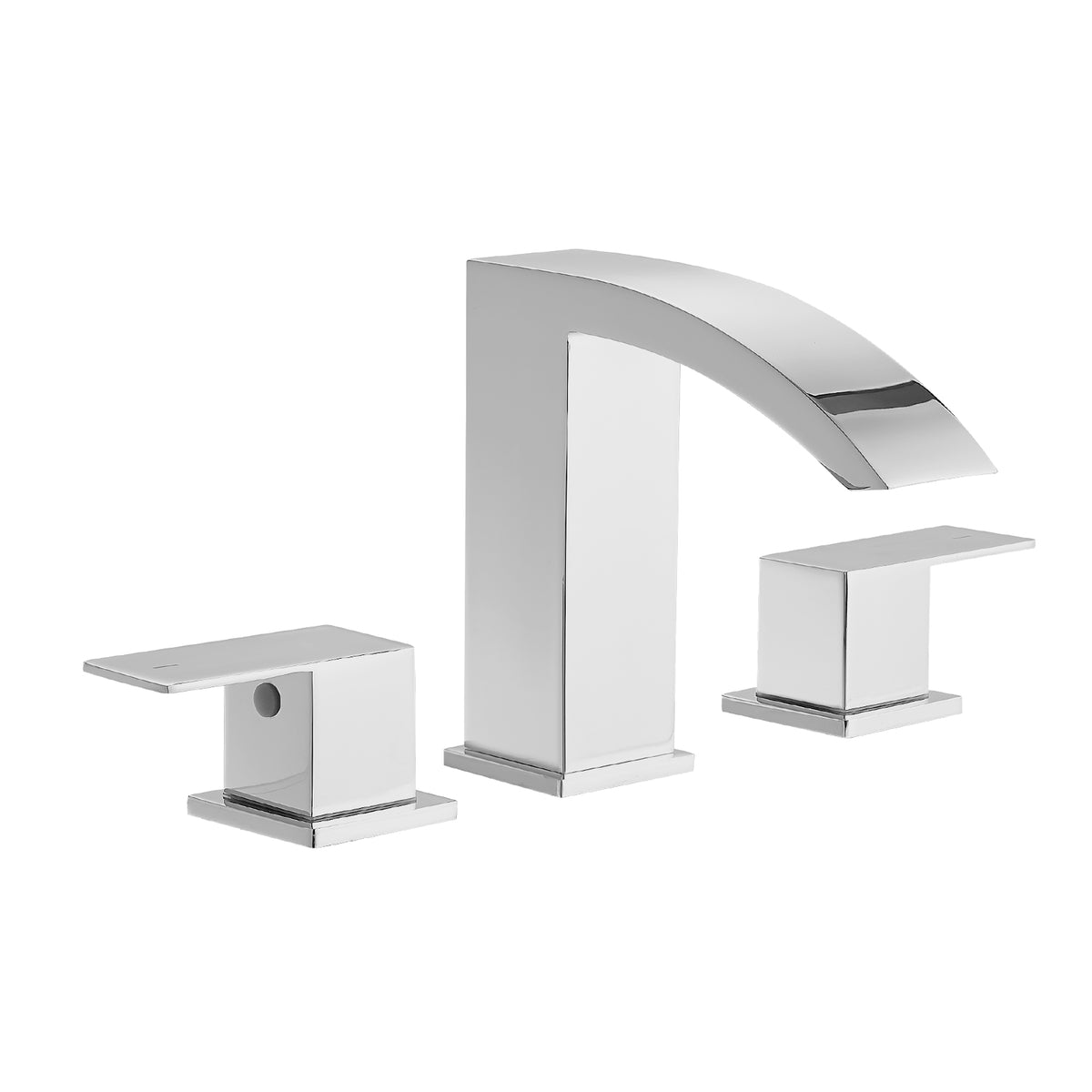 Bathroom Stainless Steel Faucets for Sink 3 Hole Chrome 8 inch Widespread Bathroom Sink Faucet Double Lever Handle Faucet Bathroom Vanity Faucet Basin Mixer Tap Faucet with Hose